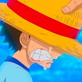 ✖️ Luffy One Piece Anime, One Piece, Monkey D. Luffy, Llorando, Sombrero de paja, Triste whatsapp sticker