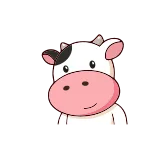 😊 vaca, dibujo animado, animal, lindo, granja, pegatina whatsapp sticker