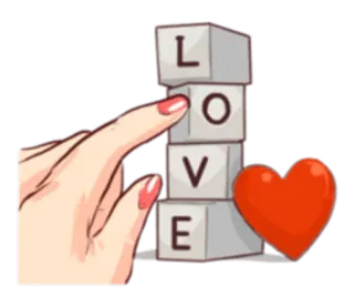 ❤ LOVE amor, corazón, bloques, mano telegram sticker