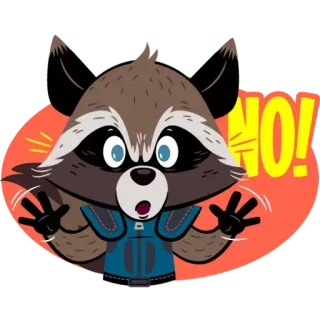 😣 Rocket Raccoon NO! rakun, tidak, kartun, Marvel, marah, stiker, karakter telegram sticker