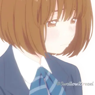 🙁 @SwallowZtree Anime, Cô gái, Đồng phục học sinh, Buồn, Chân dung telegram sticker