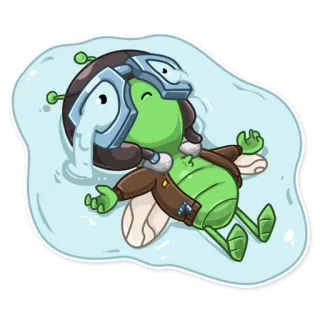 😭 desenho animado, mosca, piloto, adesivo, animal, inseto, fofo, personagem telegram sticker