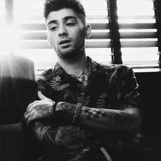 🌚 Zayn Malik 歌手, 名人, 肖像, 男人, 黑白, 纹身, 风格 telegram sticker