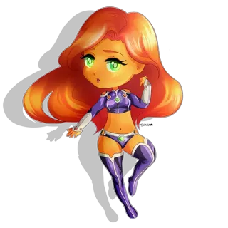 😕 Starfire Teen Titans Starfire, Teen Titans, DC Comics, Cartoon, Superheld, Weibliche Figur whatsapp sticker