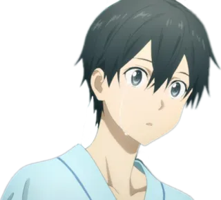😢 Kirito Sword Art Online animé, personnage, Kirito, Sword Art Online, pleurs, triste, homme whatsapp sticker