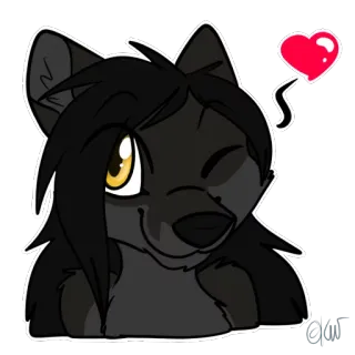 ❤ lobo, desenho animado, animal, coração, fofo, peludo telegram sticker