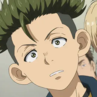 🙂 Anime, Cartoon, Charakter, Grüne Haare, Besorgt, Schockiert, Anime Junge telegram sticker