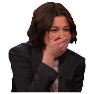 👄 donna, che ride, coprirsi la bocca, scioccata, felice, bruna telegram sticker