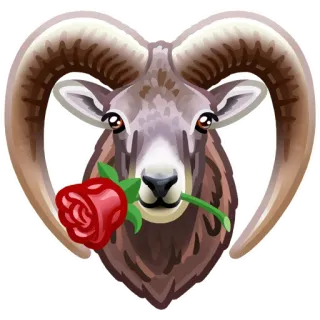 🐐 숫양, 장미, 동물, 하트, 사랑, 꽃 telegram sticker