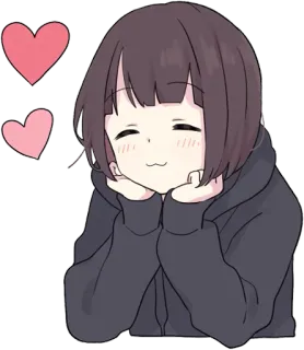 😚 Anime, Fille, Mignon, Kawaii, Coeurs, Joyeux whatsapp sticker