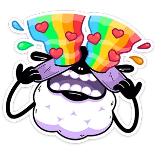 😍 regenboog, harten, cartoon, liefde, kleurrijk whatsapp sticker