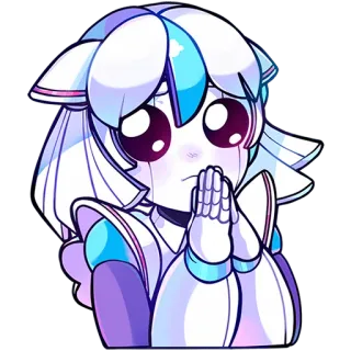 🙏 애니메이션, 만화, 슬픈, 애원, 디지털 아트, 귀여운 telegram sticker