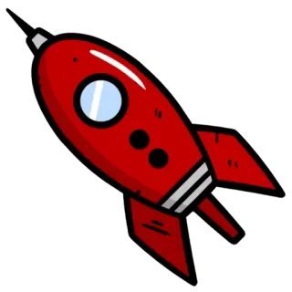 🚀 Rakete, rot, Weltraum, Cartoon, Fahrzeug telegram sticker