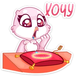 💍 Хочу птица, мультфильм, украшения, желание, милый, анимированный telegram sticker