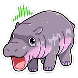 😨 하마, 동물, 귀여운, 만화, 포유류, 일러스트 telegram sticker
