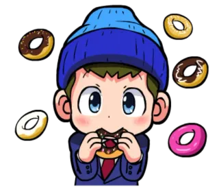 🍩 donut, comiendo, dibujos animados, lindo, pastelería, dulce, comida telegram sticker