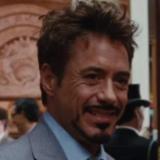 🙃 Tony Stark hombre, sonrisa, cara, actor, retrato, Robert Downey Jr. telegram sticker