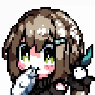 🐟 anime, pixel art, słodkie, kreskówka, dziewczyna telegram sticker