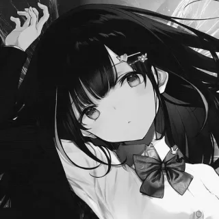 😶 Anime, Mädchen, Schuluniform, schwarze Haare, Cartoon, Manga telegram sticker