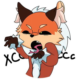😝 raposa, desenho animado, animal, língua telegram sticker