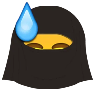 😓 emoji, burca, islão, gota de suor, mulher, hijab telegram sticker