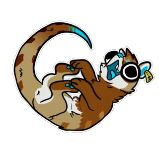 😝 animal, furet, dessin animé, mignon, ludique, autocollant whatsapp sticker