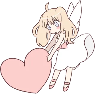 ❤ Anime, Malaikat, Hati, Imut, Kawaii, Cinta telegram sticker