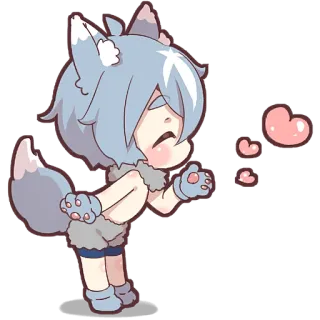 😘 lobo, animal, fofo, desenho animado, amor, corações, anime, furry telegram sticker