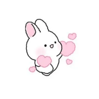 💗 кролик, зайчик, сердечки, милый, каваий, животное whatsapp sticker