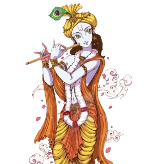 😃 Krishna 印度教, 神, 宗教, 长笛, 印度, 神祇 telegram sticker