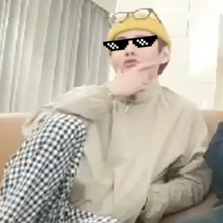 😎 Sonnenbrille, Person, Porträt, cool, Pixelbrille telegram sticker
