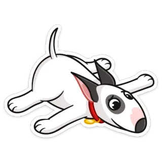 😒 chien, bull terrier, animal, dessin animé, animal de compagnie, chien blanc whatsapp sticker