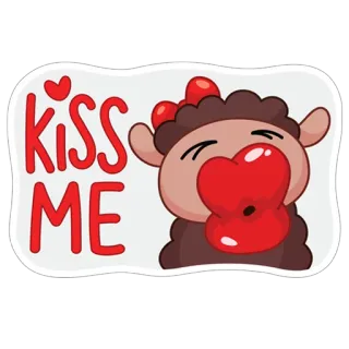 😊 KISS ME kiss, love, animal, sheep, romantic whatsapp sticker
