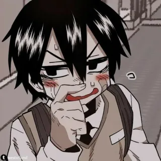 🖤 Anime, nervös, Schweiß, erröten, Schüler whatsapp sticker