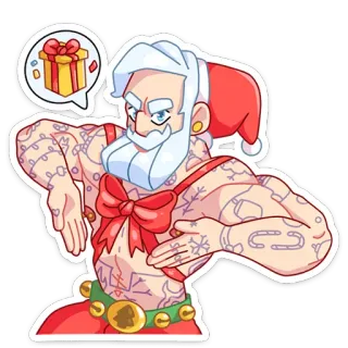 🎁 Santa Claus noël, père noël, cadeau, tatouage, festif, vacances telegram sticker