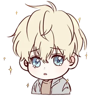 ☹️ Chibi, Anime, Fofo, Cabelo loiro, Olhos grandes whatsapp sticker