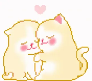 🐇 แมว, ลูกแมว, ความรัก, น่ารัก, หัวใจ, พิกเซลอาร์ต telegram sticker