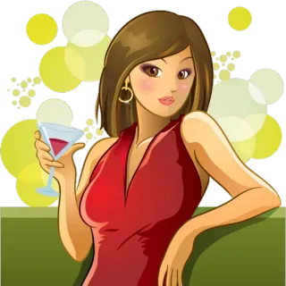 🍷 woman, martini, drink, cocktail, glamour, party, elegant telegram sticker