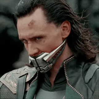 😒 Loki Loki, Tom Hiddleston, Marvel, Superhero, Villain, Face Mask telegram sticker