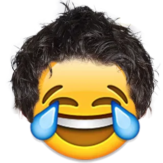 😂 emoji, laughing, crying, hair, fun, meme, lol telegram sticker
