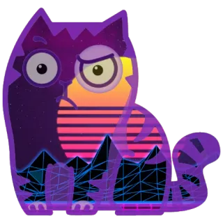 🤨 кот, синтвейв, ретро, мультфильм, животное, наклейка whatsapp sticker