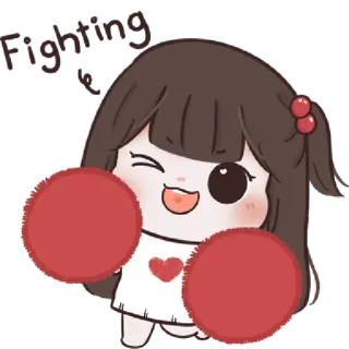 🤪 Fighting garota, boxe, luvas, luta, fofa, desenho animado telegram sticker
