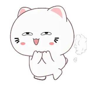 💨 고양이, 귀여운, 만화, 동물, 스티커, 흰색, 행복한 telegram sticker
