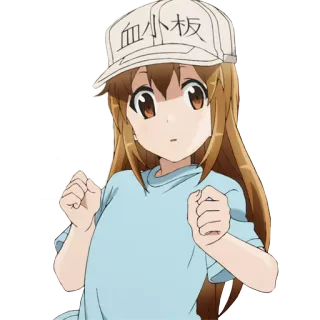 😕 Platelet Cells at Work! 血小板 Anime, Plaqueta, Cells at Work, Fofo, Desenho animado, Mangá telegram sticker
