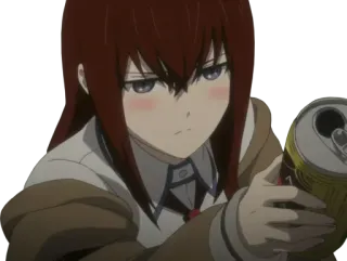 🙄 Kurisu Makise Steins;Gate Anime, Mädchen, Getränk, Dose, Steins;Gate telegram sticker