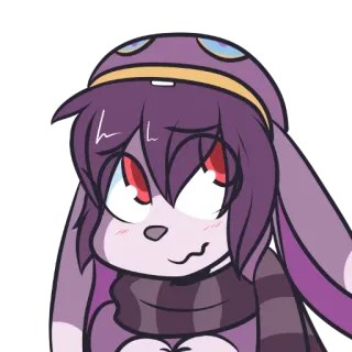 😓 cartoon, anime, character, cute, rabbit, purple, scarf telegram sticker