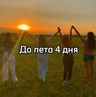 ☀️ До лета 4 дня verano, amigos, atardecer, campo, chicas, días, cuenta atrás telegram sticker