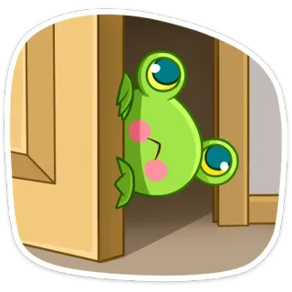 ☺️ rana, dibujos animados, animal, verde, puerta whatsapp sticker