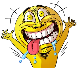 😜 Biểu tượng cảm xúc, Hoạt hình, Hài hước, Meme, Biểu cảm, Vàng, Điên rồ telegram sticker