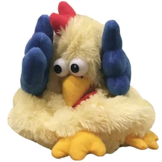 😱 Huhn, Puppe, Spielzeug, Tier, Gelb, Blau, Rot, Kulleraugen telegram sticker